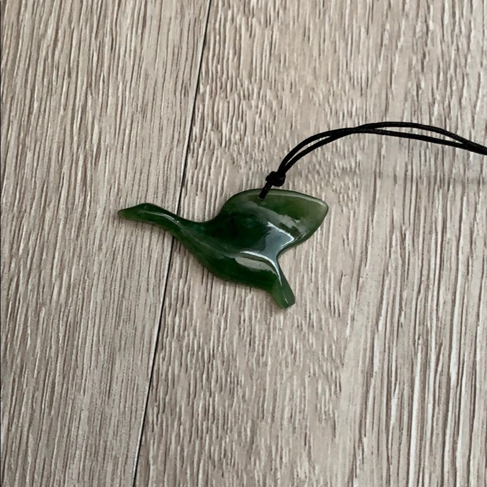 Jade flying bird duck pendant on rope